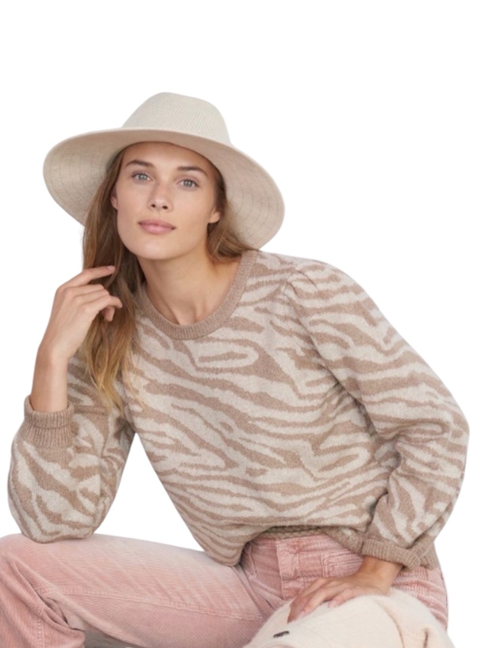 Rebecca Taylor Merino Wool Zebra Print Sweater cozy crewneck pullover sweater